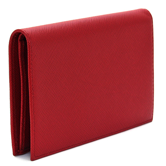 Prada Red Leather Wallet Bifold Saffiano - Picture 1 of 5